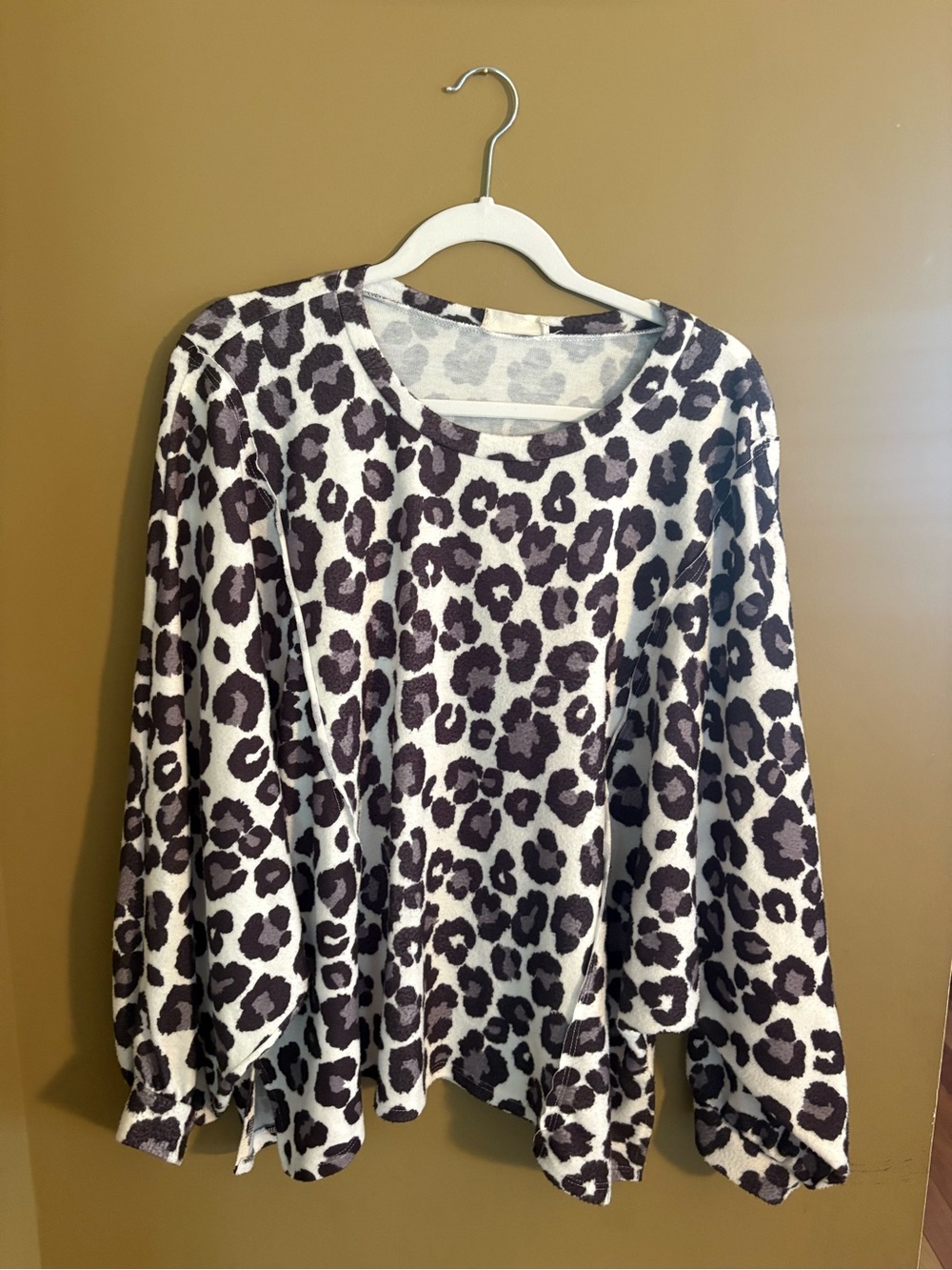 Altar'd State Cream & Brown Leopard Crewneck Pullover